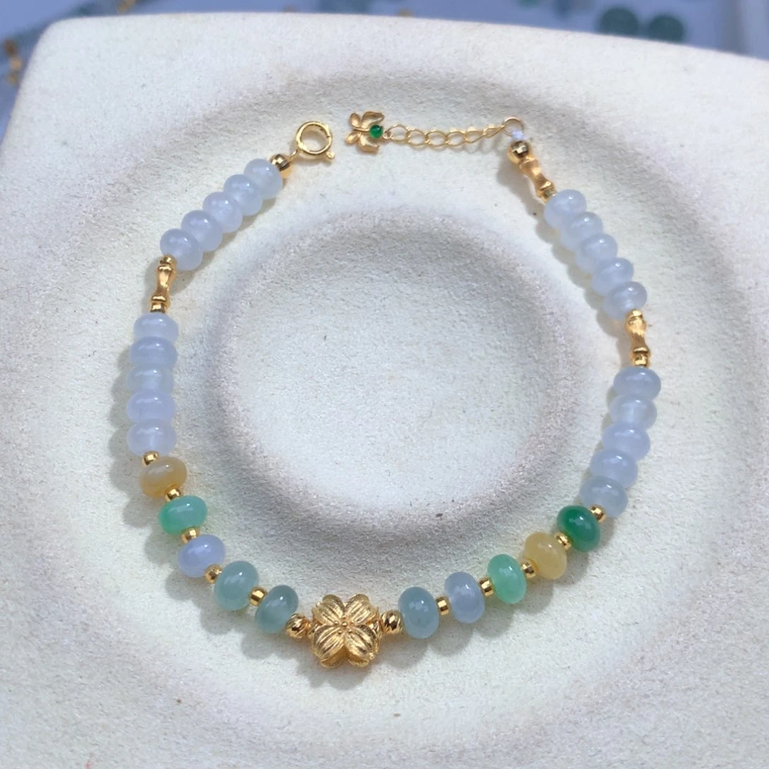 翡翠18K金镶嵌项链手链