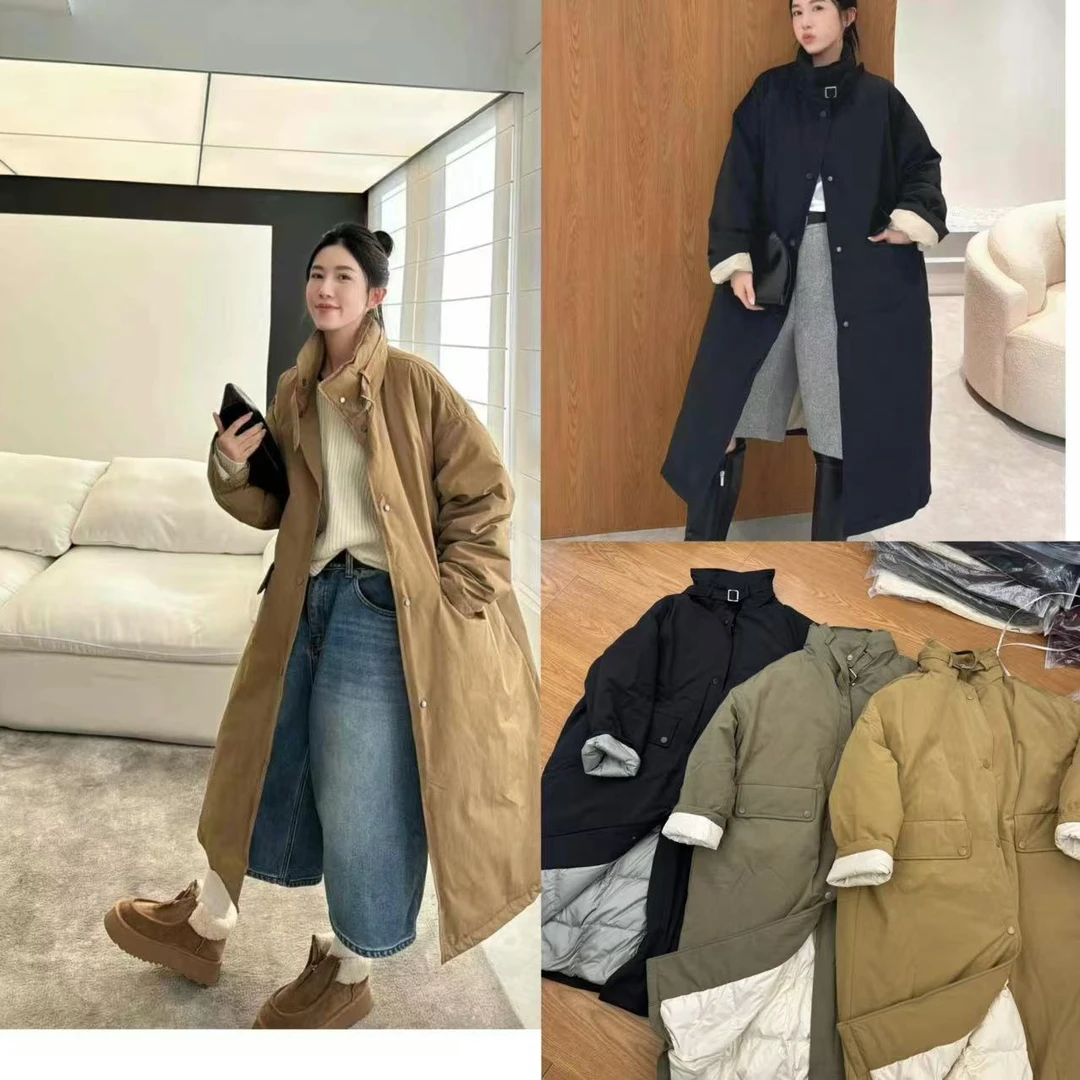 多一“波士顿”2024冬季复古工装简约廓形立领派克宽松保暖羽绒服