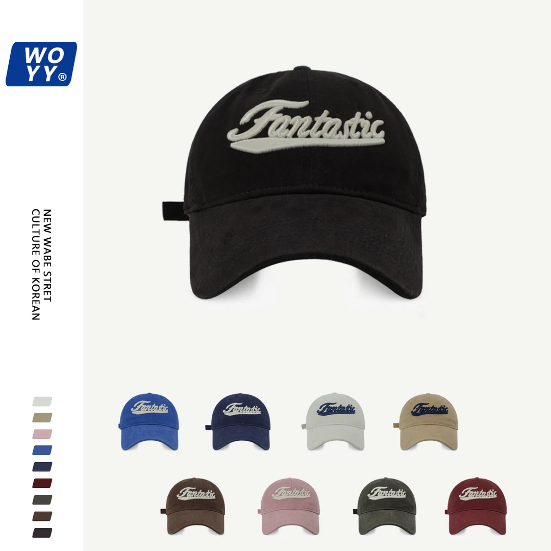 【哇喔咿呀】立体刺绣水洗棉软顶刺绣棒球帽子女休闲鸭舌帽情侣