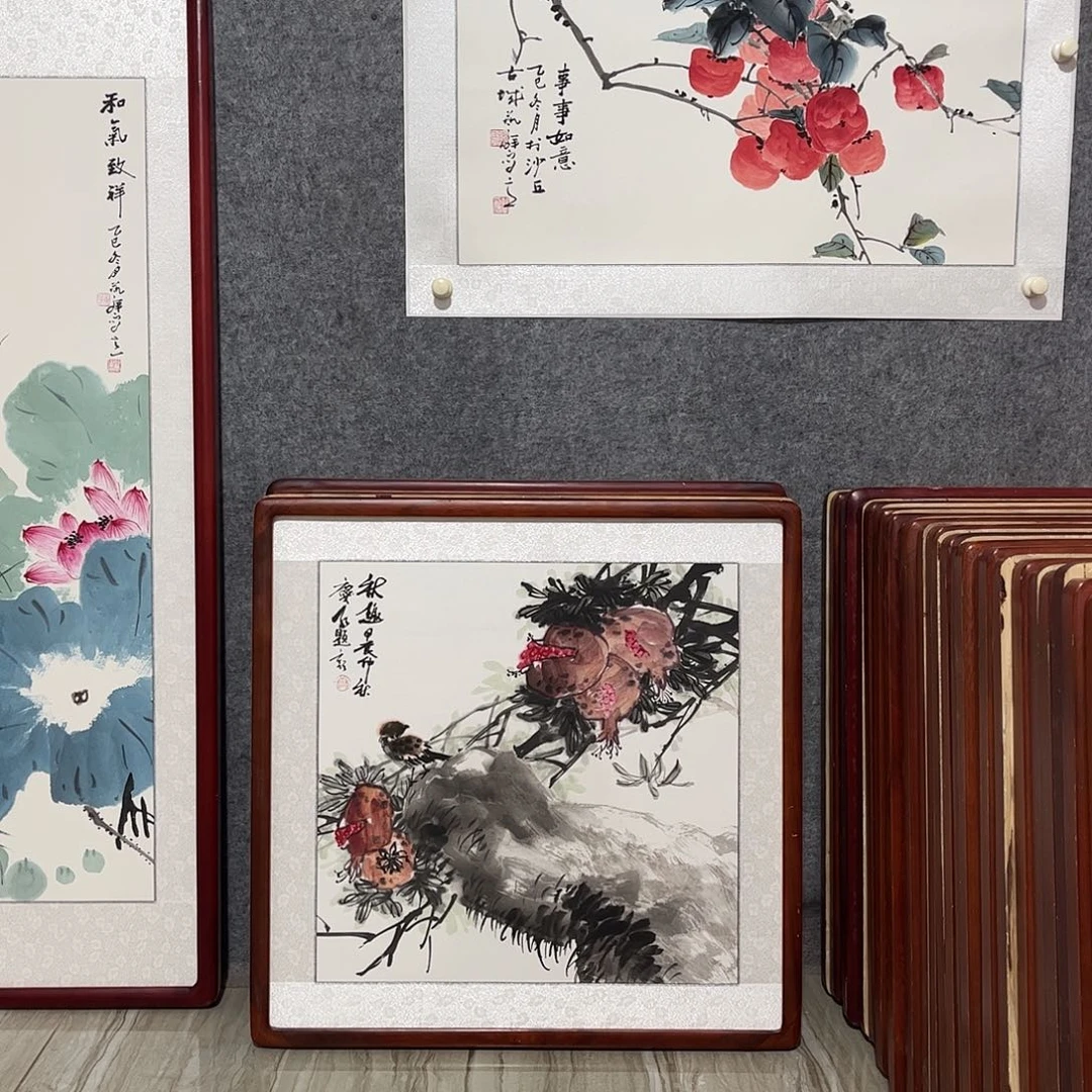 国画书画作品带框63×63