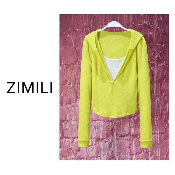 【亮哥欧货女装】冬季热感螺纹《秋叶黄》高弹显瘦打底上衣8159-B9