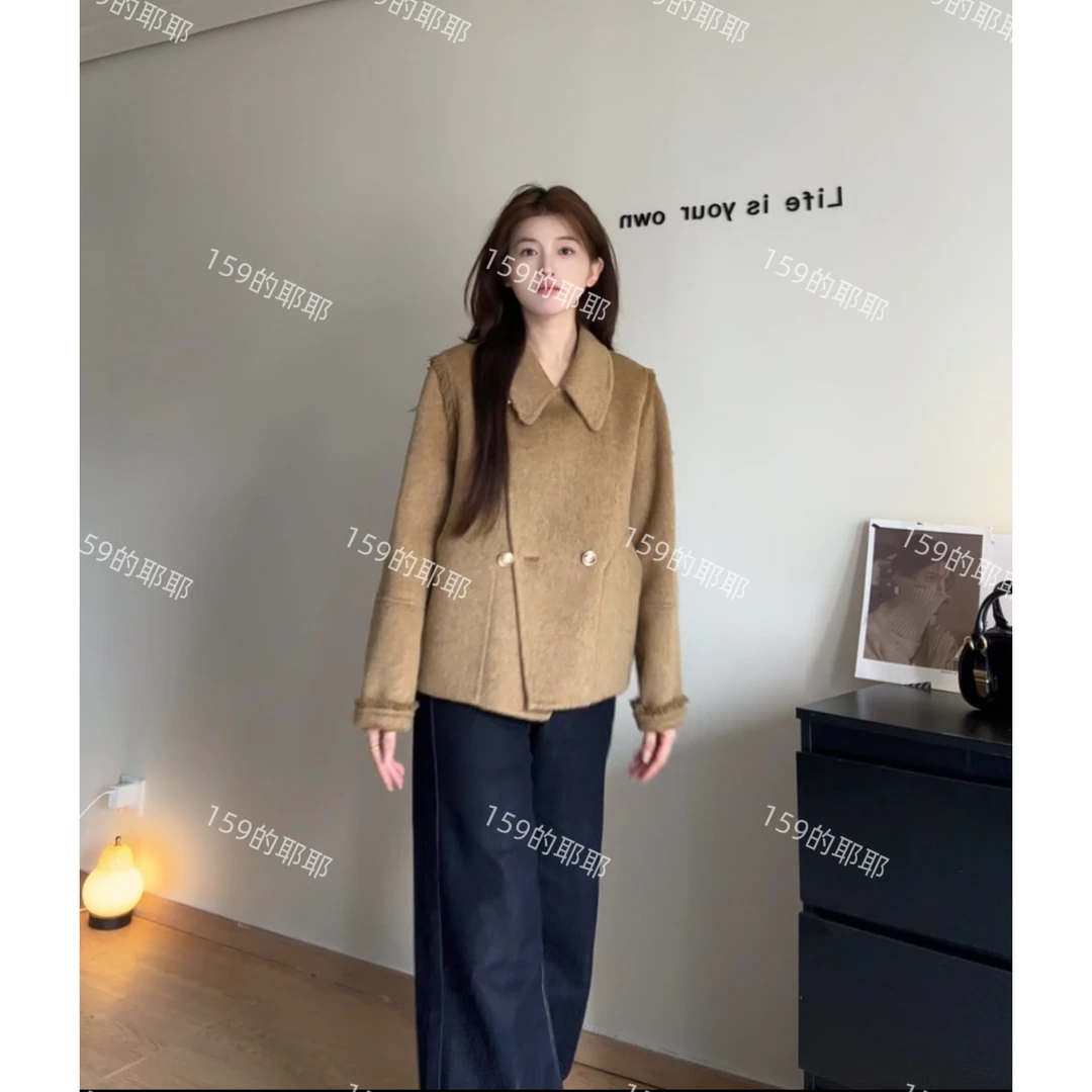 FIRITII【绮梦鎏金】气质休闲小香风小个子甜美短款羊毛外套秋冬109