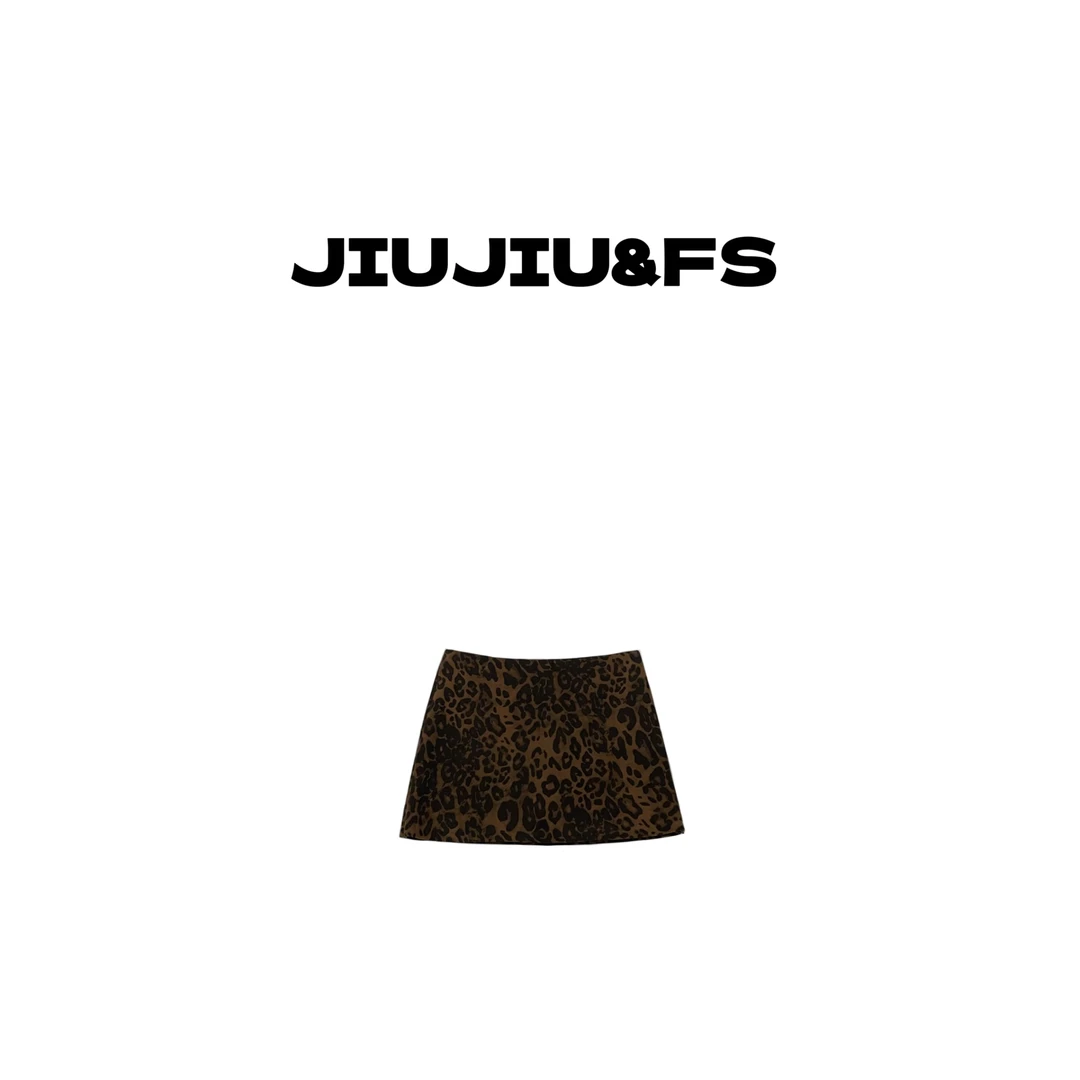 JIUJIU&FS“巴洛克豹纹短裙”版型敲正显瘦拉链设计感小众半身裙女