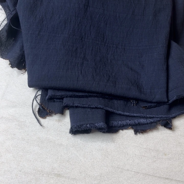 棉混纺藏青麻棉2米。