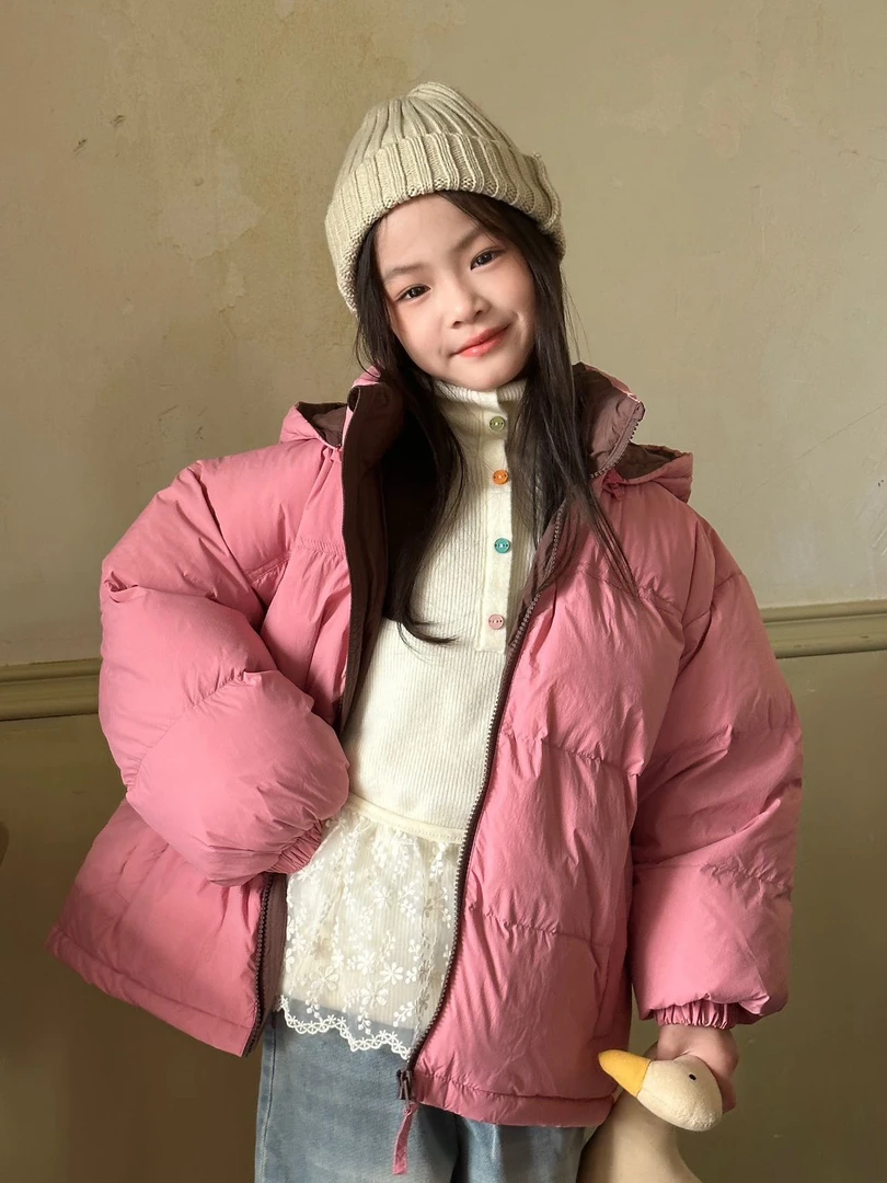 儿童羽绒服2024冬季新款女童加厚保暖面包羽绒服中大童外套