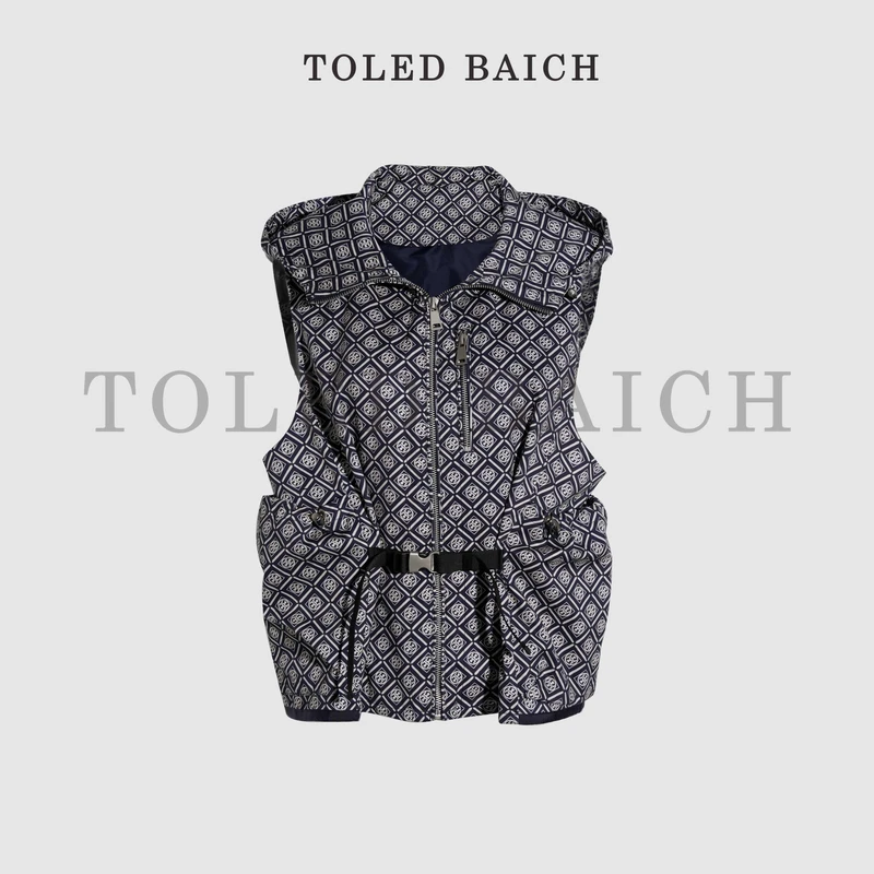 TOLED BAICH<星蓝几何>100%棉轻奢气质收腰减龄女装马甲BE3M1004