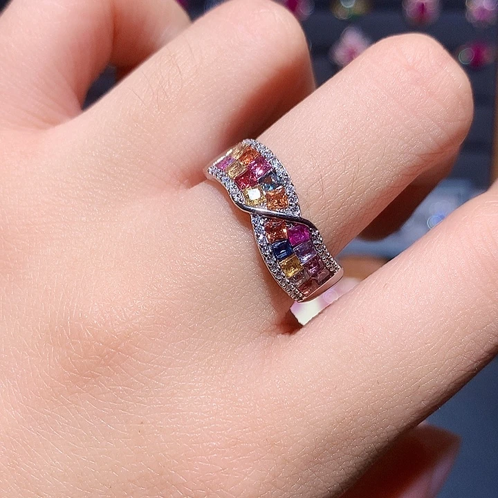 蓝宝石戒指银S925镶嵌