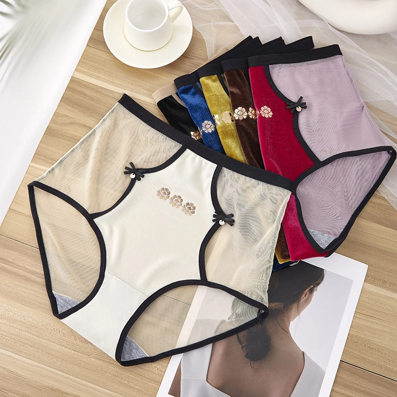 【高腰蕾丝收腹内裤】提臀大码性感舒适无痕女士三角短裤头-1865