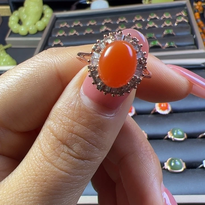 南红玛瑙银S925镶嵌颈饰