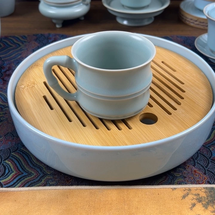 摆件瓷仿古釉釉水竹节杯