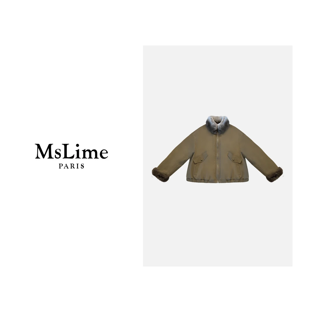 王嬛嬛MsLime25年 100%安哥拉兔毛&獭兔毛领两面穿外套 HD2C0712