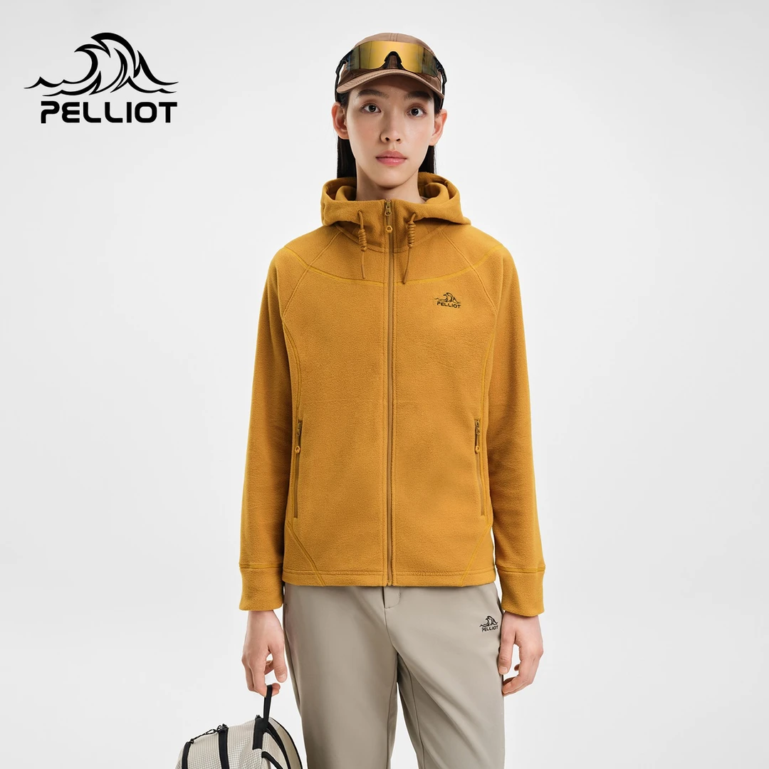 伯希和户外抓绒衣女Polartec Micro轻量化保暖连帽长袖摇粒绒外套