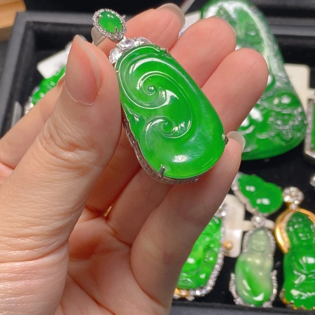 翡翠银S925镶嵌吊坠(不含链)