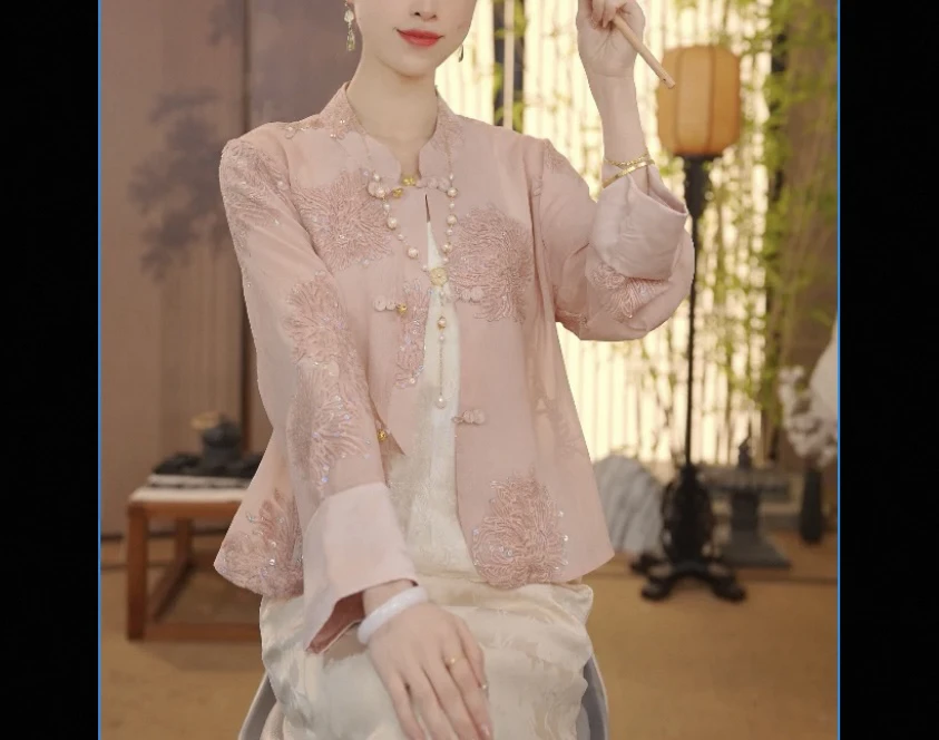 新中式提花外套2025新款精致百搭上衣-098