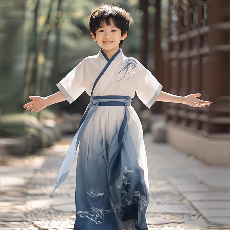 男童夏季薄款汉服2025新款儿童新中式国风唐装男孩日常可穿古装夏