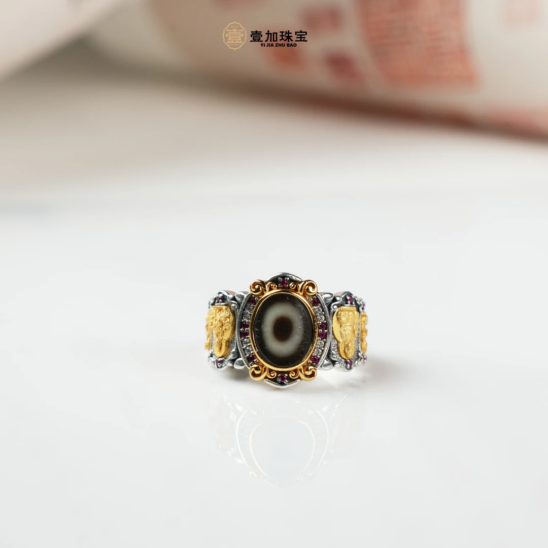 壹加师弟丨手工设计四大一y银镶戒指多样性发一