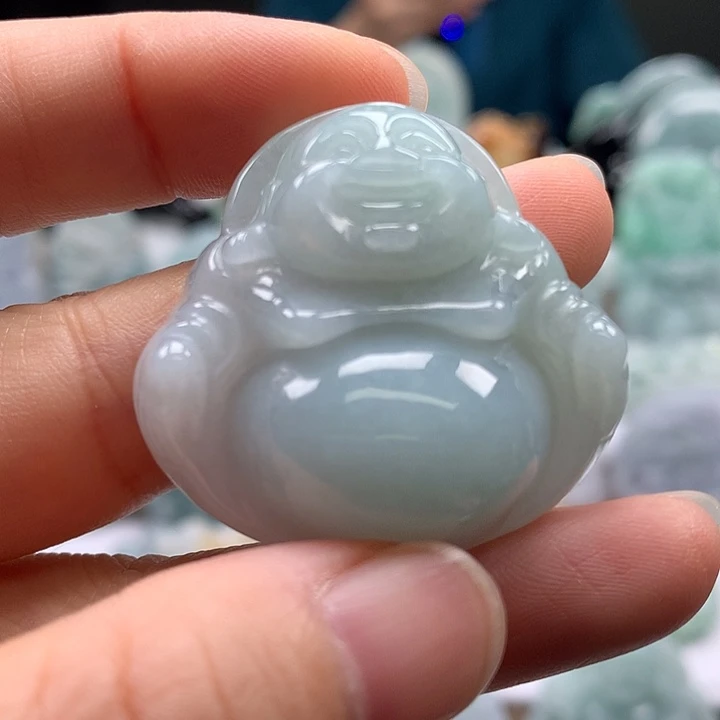 翡翠未镶嵌颈饰笑佛卡厚12+福利