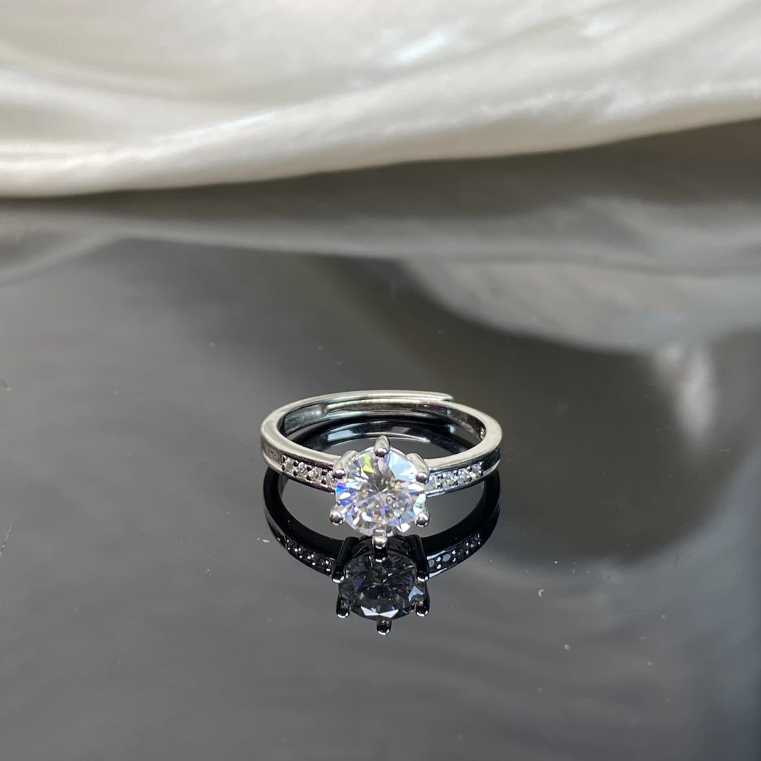 925银莫桑石银制品 【小北严选】S925银镶嵌莫桑戒指8-BH144X231