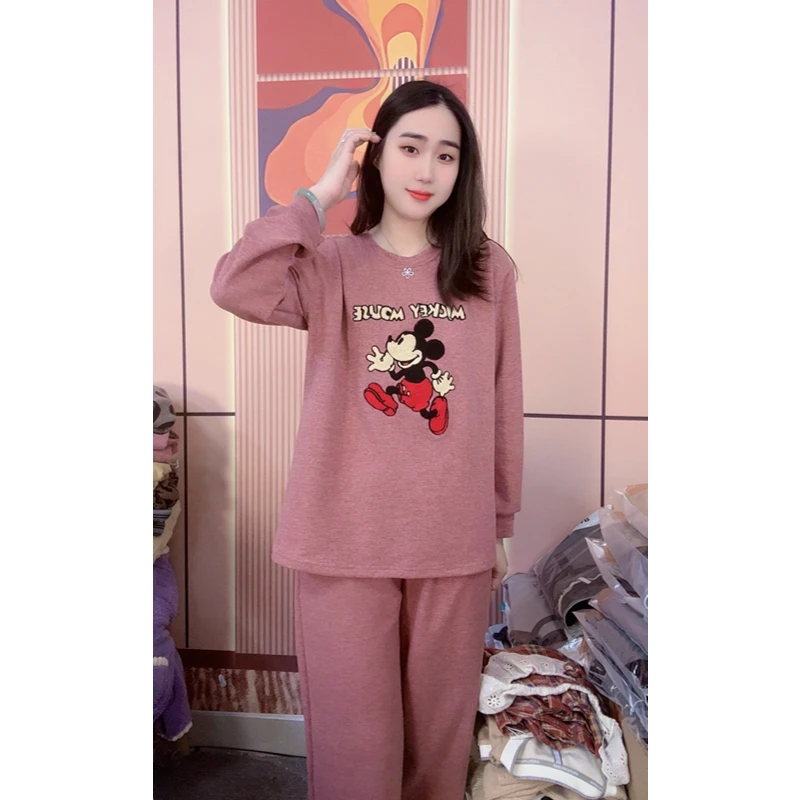 睡衣女冬季新款羊绒长袖长裤韩版甜美时尚家居服（跳跳米奇）