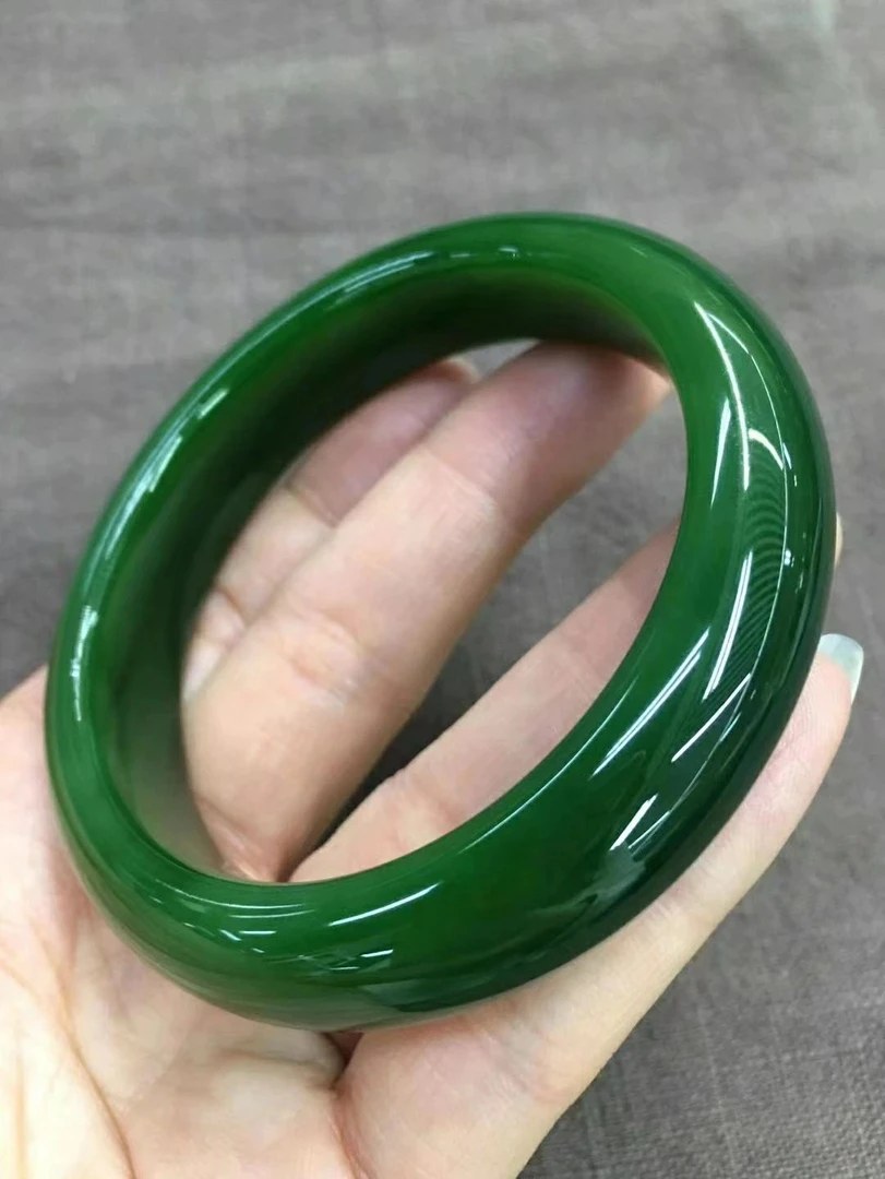 和田玉碧玉手镯菠菜绿绿色