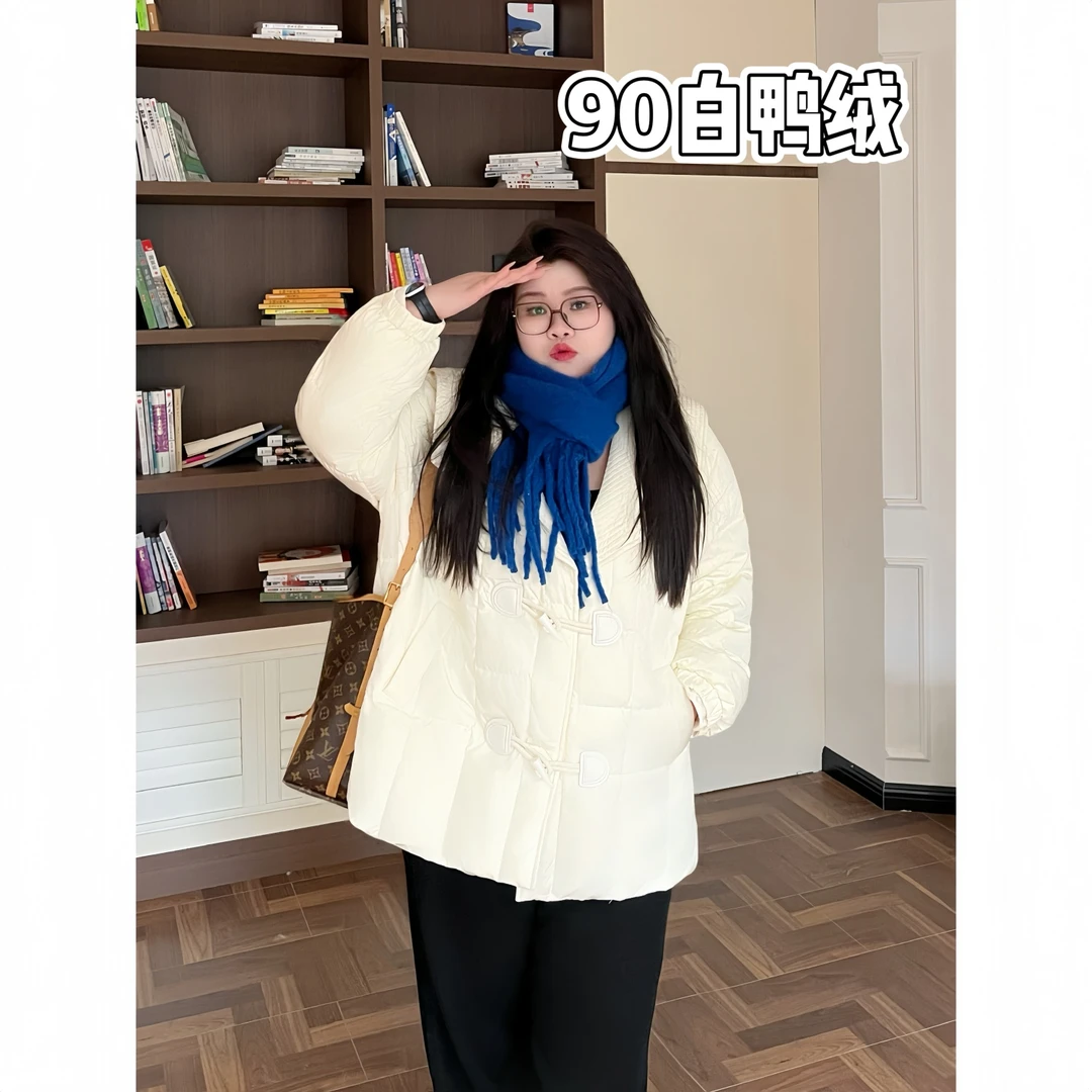 花契“定格雪季”大码女装冬季200斤胖mm-90白鸭绒羽绒服13771-X