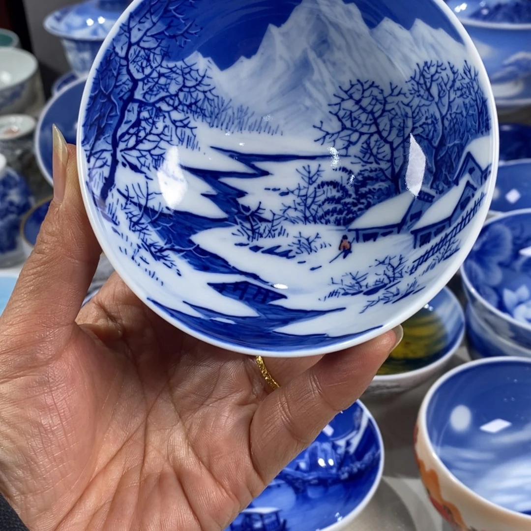 青花雪景主人杯杯