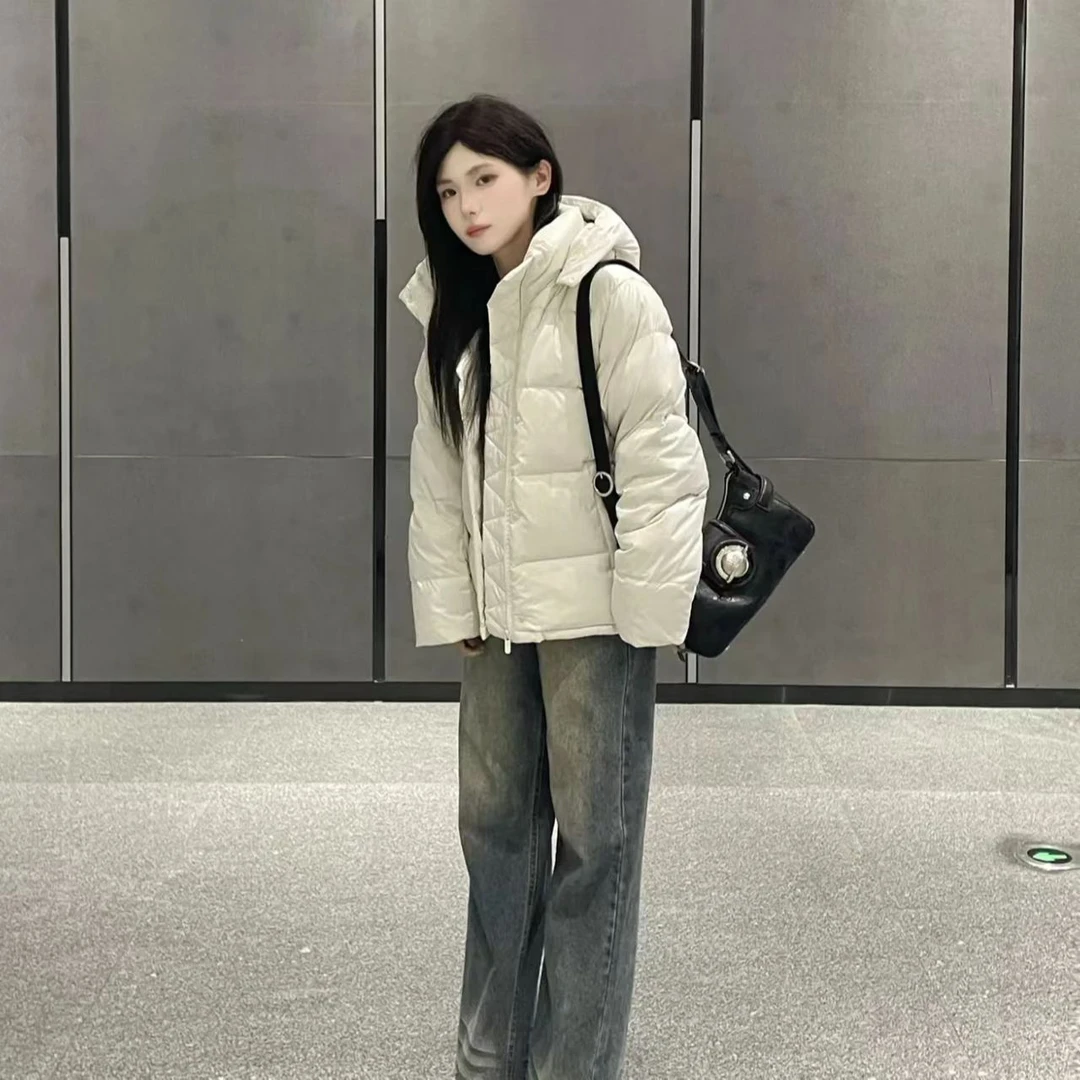 2025新款 5格连帽修身羽绒服 冬季女款百搭显身材