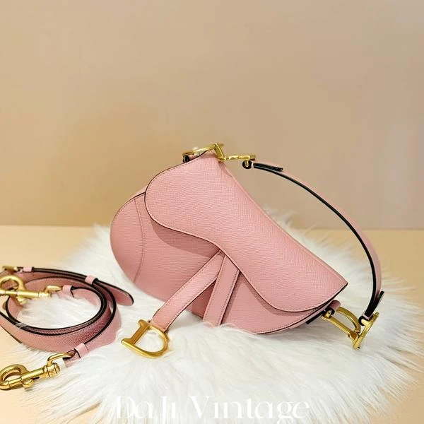 大吉中古/Dior迪奥粉色迷你马鞍包斜挎包