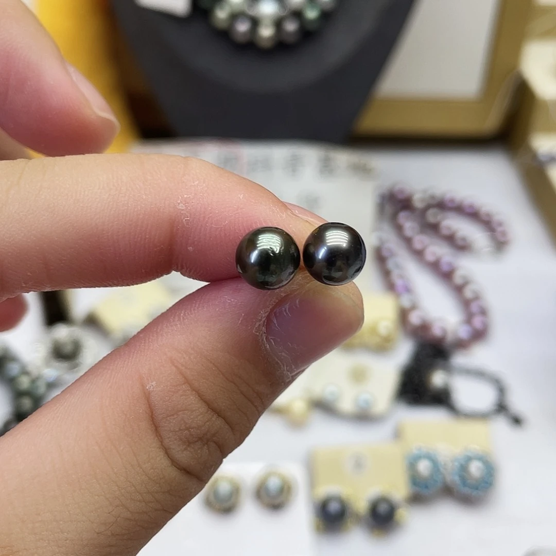 银S925镶嵌海水珍珠耳饰