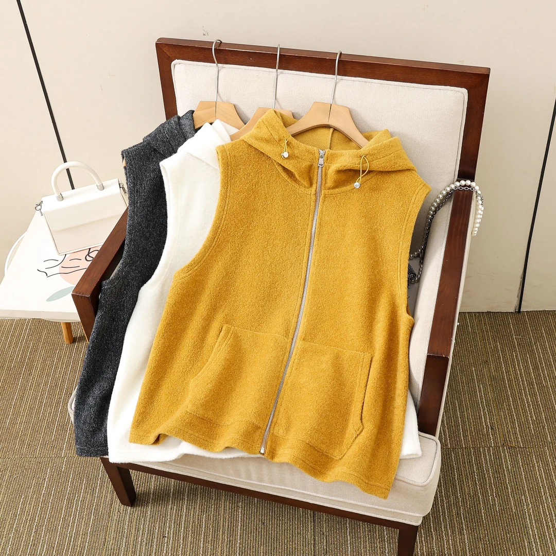 2025新款大码女装秋冬季时尚百搭加厚翻领外套宽松显瘦马甲25007