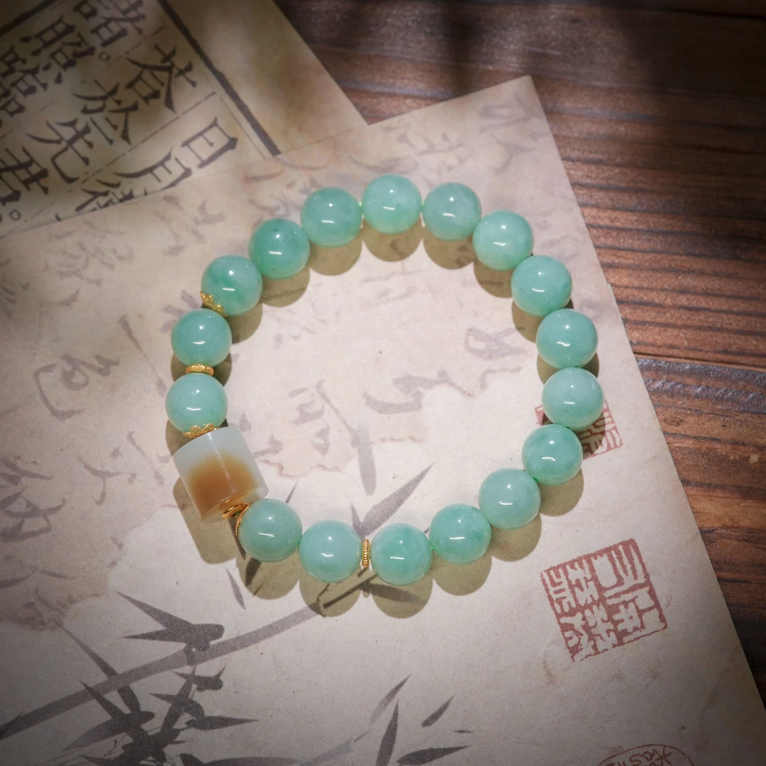 【诗蓉】翡雾·典藏级翡翠18K金手串AS1339珠径约10mm