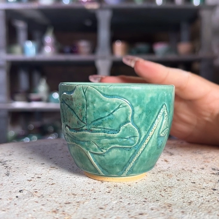 瓷片钧瓷小摆件杯子635