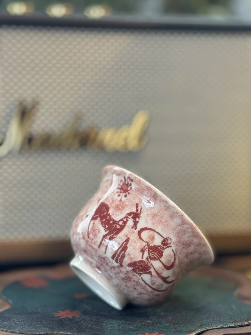A159【蜕观堂】景德镇手工手绘拓片小炉士杯  50ml