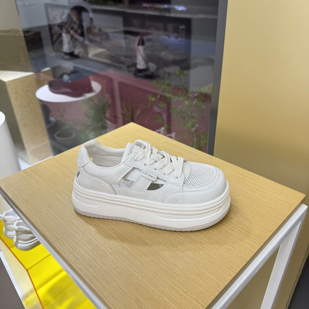 2025夏季镂空超轻发泡厚底增高小白鞋2008