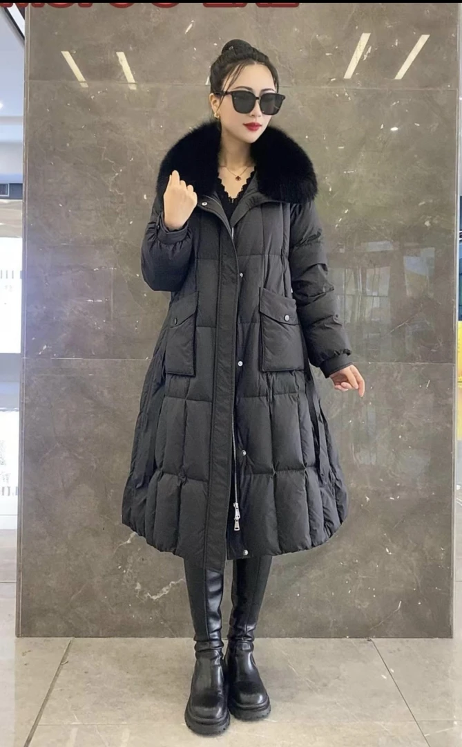 长款大毛领A版鹅绒羽绒服