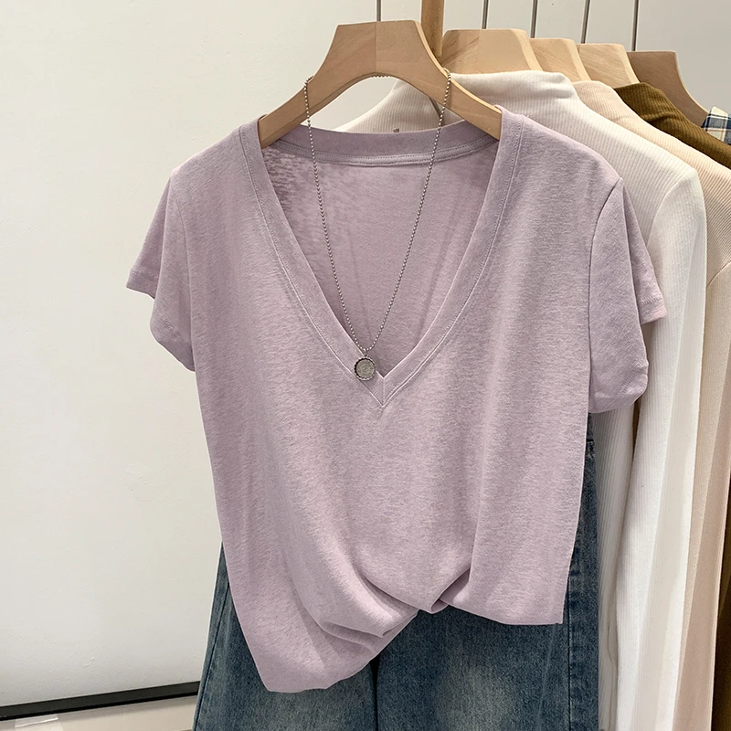 【部分现】慵懒风宽松短袖女2025夏季新款高级百塔遮肉上衣250222