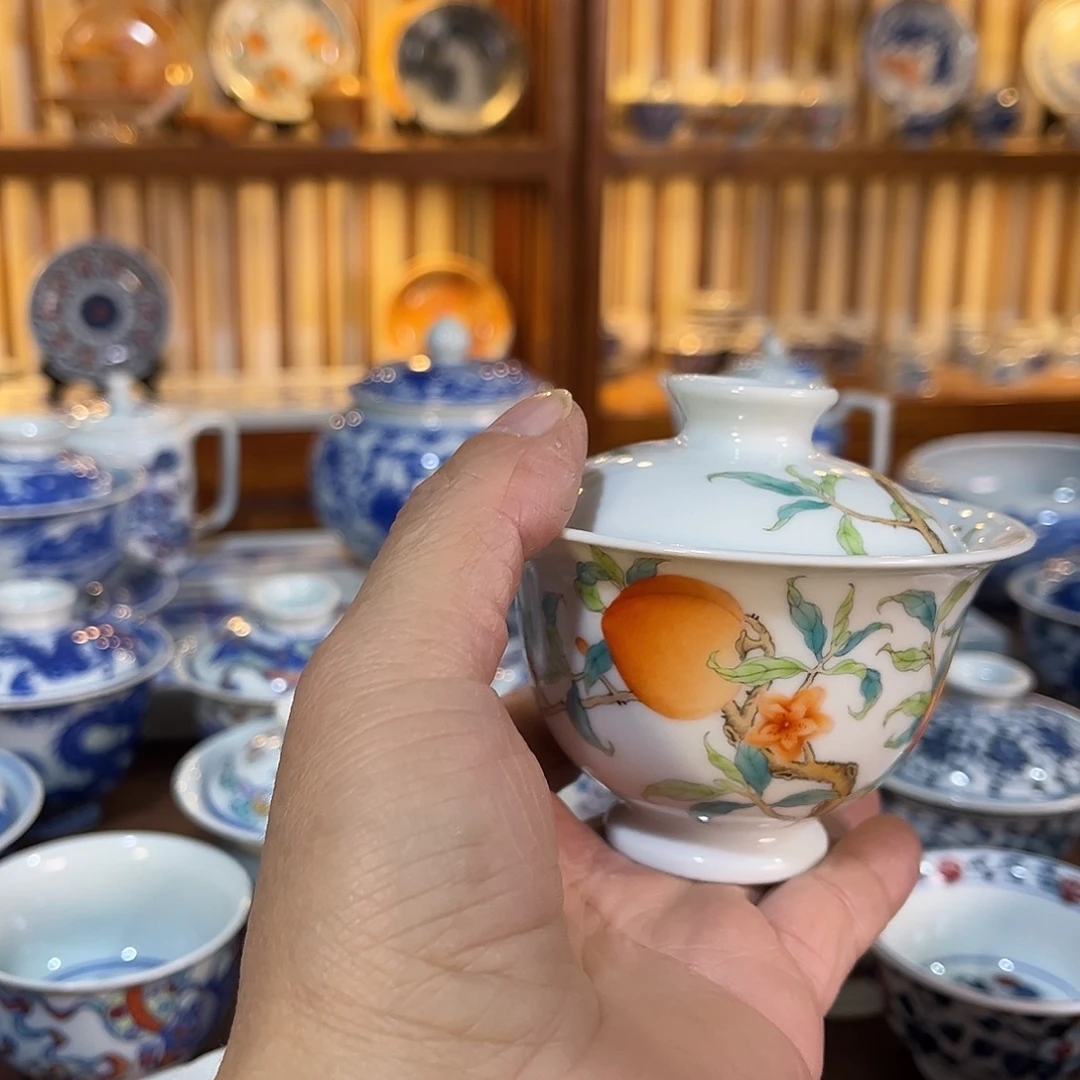 錡镇堂手工手绘盖碗