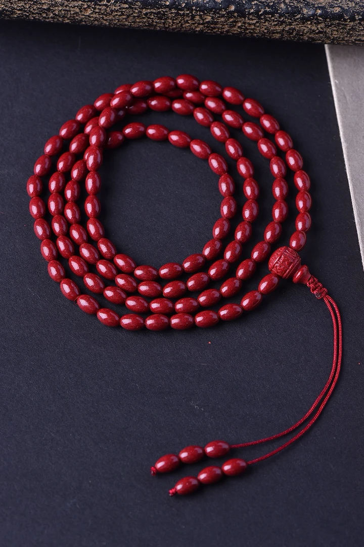 含辰砂工艺品原创手链高含量朱砂米珠108佛珠天然朱砂高含量