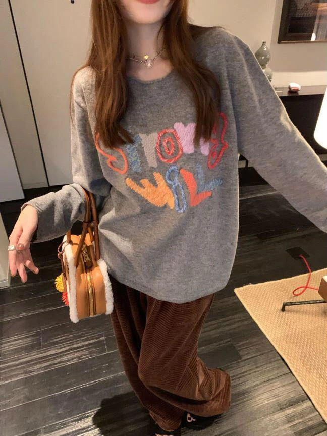 多巴胺色系重工刺绣羊毛毛衣·9922