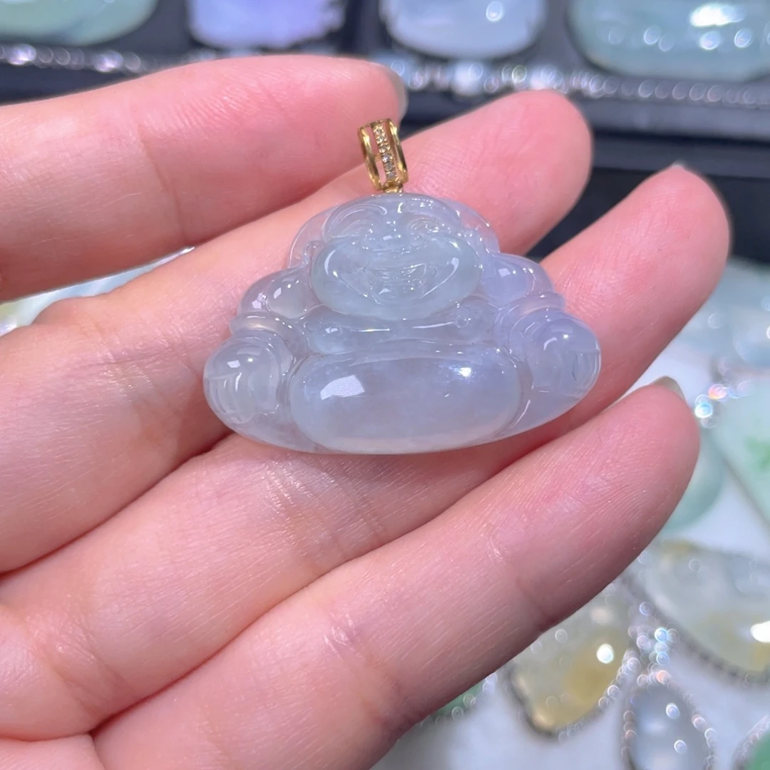 颈饰18K金镶嵌翡翠翡翠