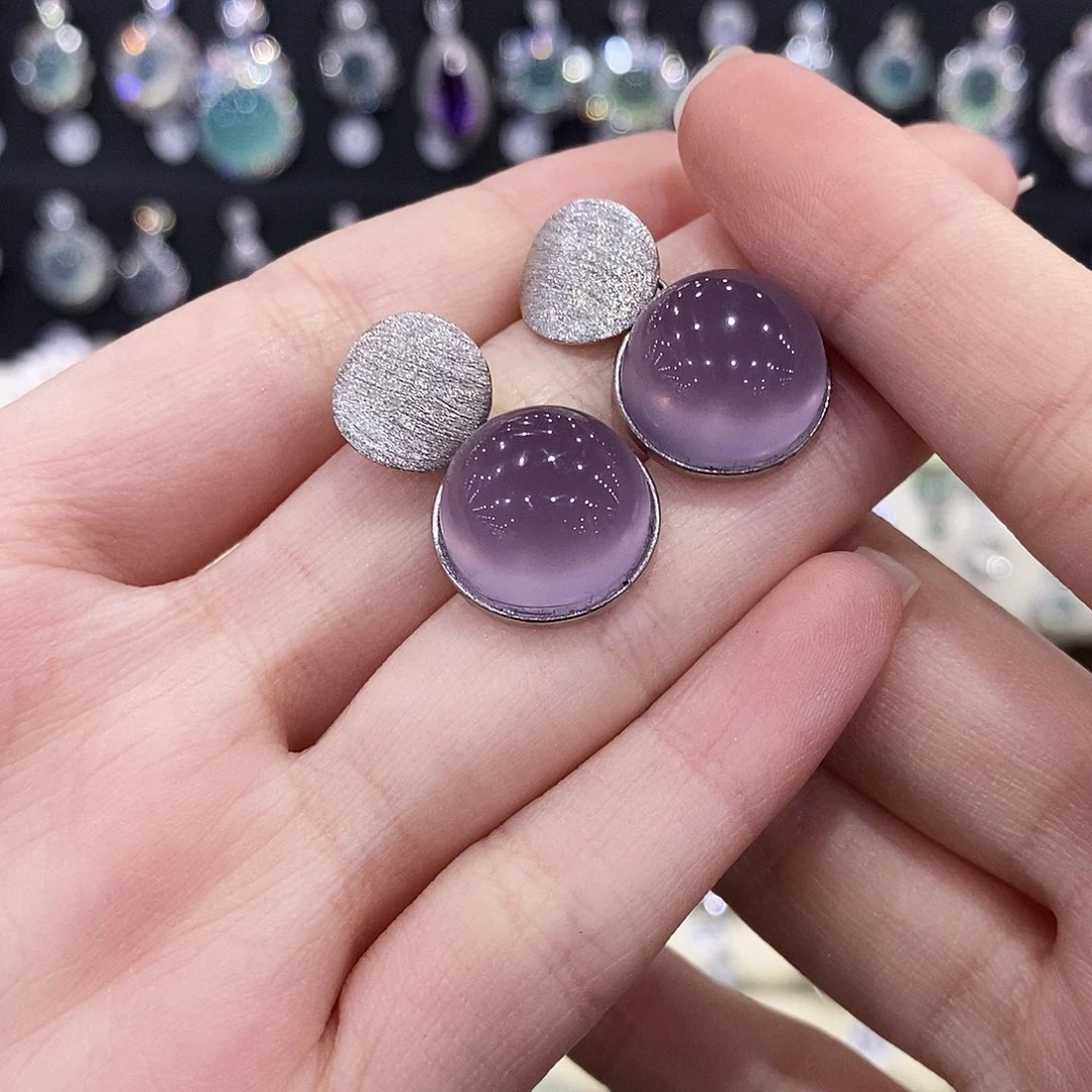 银S925镶嵌萤石耳钉