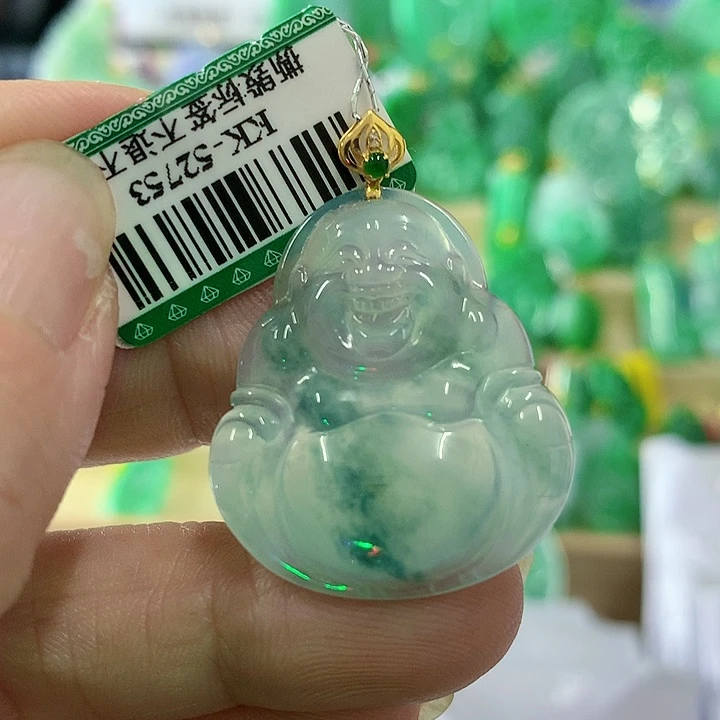 翡翠颈饰18K金镶嵌挂件