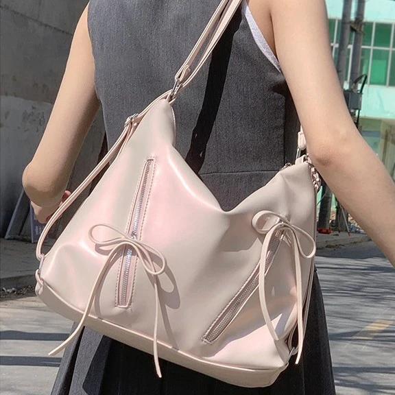 蝴蝶结双肩包小众女士2025新款时尚托特包休闲大容量斜挎单肩背包