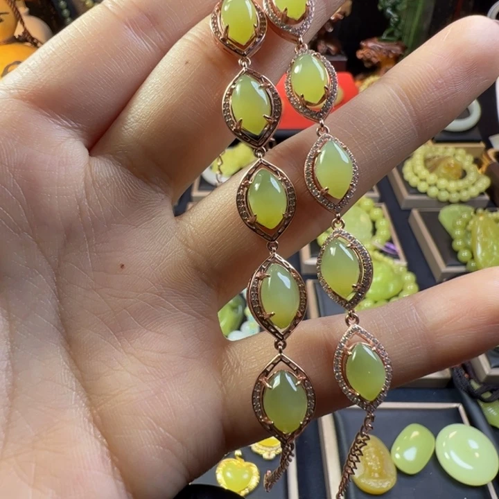 和田玉（碧玉）银S925镶嵌颈饰拍一发一多样性发