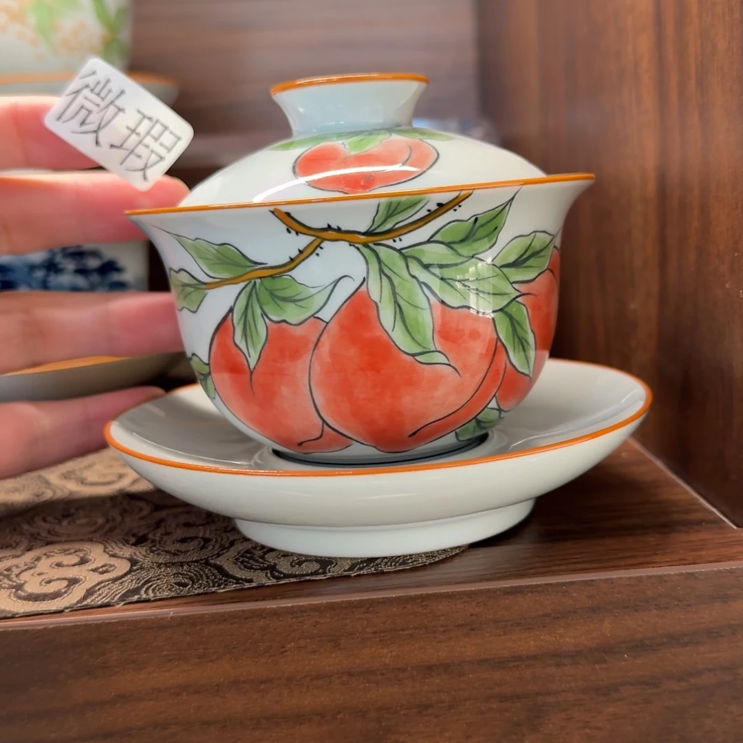 釉下手绘茶具微瑕