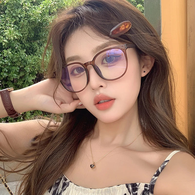 槑槑哒韩系超轻眼镜框架美拉德素颜眼镜近视女方圆脸天菜显脸小