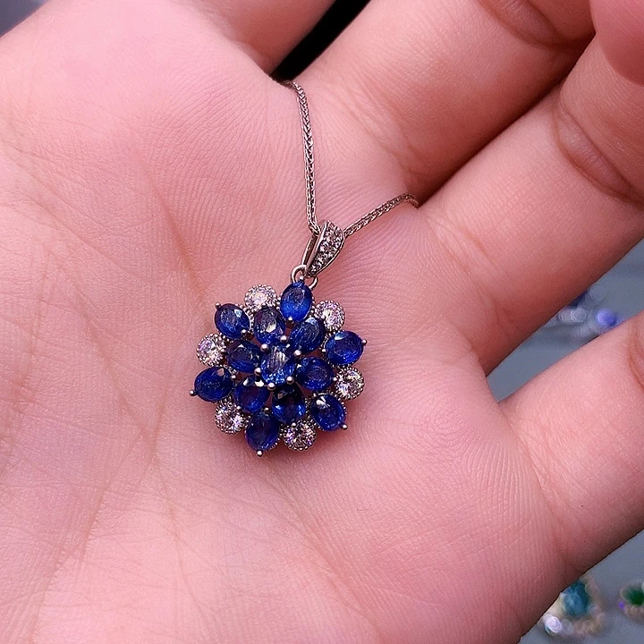 蓝宝石银S925镶嵌颈饰