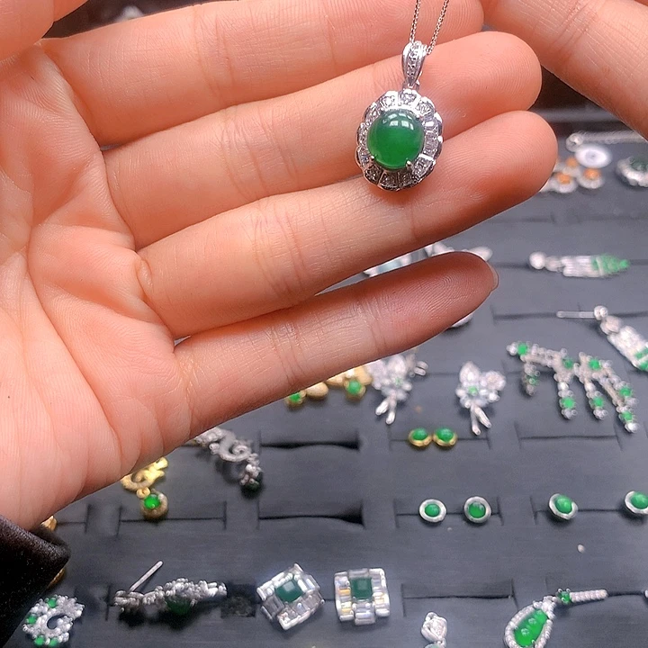 翡翠戒指银S925镶嵌套