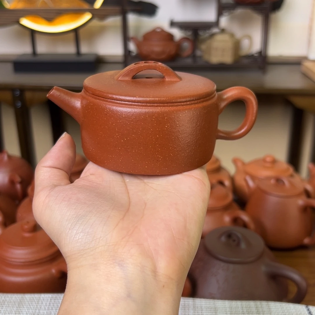 茶壶紫泥紫砂壶一片瓦红降坡150cc