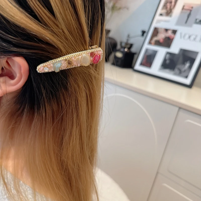 jioli/椒莉韩国发饰闪亮鸭嘴夹发夹复古重工高级感精致边夹一字夹